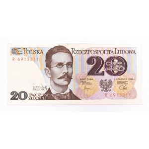 Polska, PRL (1944 - 1989), 20 ZŁOTYCH 1.06.1982, seria R.