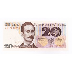 Poľsko, PRL (1944 - 1989), 20 ZŁOTYCH 1.06.1982, séria AB.