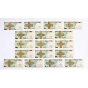 Poľsko, PRL (1944 - 1989), 50 ZŁOTYCH 1.12.1988, sada 17 bankoviek.
