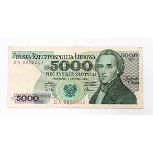 Polska, PRL (1944 - 1989), 5000 ZŁOTYCH 1.12.1988, seria DA.