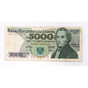 Poľsko, PRL (1944 - 1989), 5000 ZŁOTYCH 1.12.1988, séria DR.