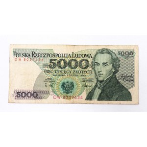 Poľsko, PRL (1944 - 1989), 5000 ZŁOTYCH 1.12.1988, séria DW.