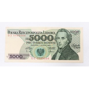 Poľsko, PRL (1944 - 1989), 5000 ZŁOTYCH 1.12.1988, séria DZ.