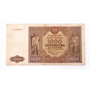 Polsko, PRL (1944 - 1989), 1000 ZŁOTYCH 15.01.1946, série D.