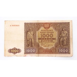 Polska, PRL (1944 - 1989), 1000 ZŁOTYCH 15.01.1946, seria G.