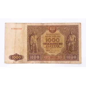 Polsko, PRL (1944 - 1989), 1000 ZŁOTYCH 15.01.1946, série K.