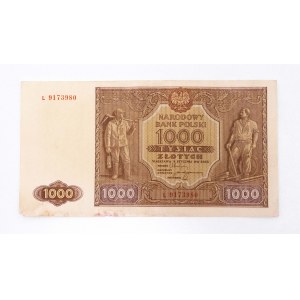 Polska, PRL (1944 - 1989), 1000 ZŁOTYCH 15.01.1946, seria L.