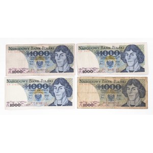 Polsko, PRL (1944 - 1989), 1000 ZŁOTYCH 1.06.1982, sada 4 bankovek.