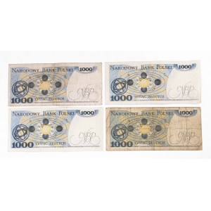 Polsko, PRL (1944 - 1989), 1000 ZŁOTYCH 1.06.1982, sada 4 bankovek.