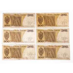 Polsko, PRL (1944 - 1989), 500 ZŁOTYCH 16.12.1974, sada 6 bankovek...