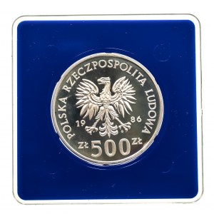 Polska, PRL (1944-1989), 500 złotych 1986, Ochrona Środowiska - Sowa z młodymi