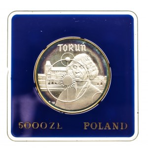 Poľsko, Poľská ľudová republika (1944-1989), 5000 zlotých 1989, Toruň - Mikuláš Koperník