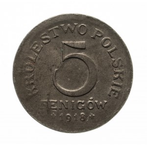 Polsko, Polské království, 5 fenig 1918, Stuttgart