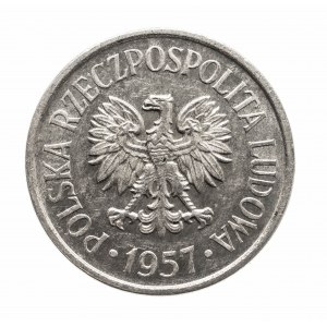 Polsko, PRL (1944-1989), 20 groszy 1957 b.zn.m. - úzké datum, Varšava