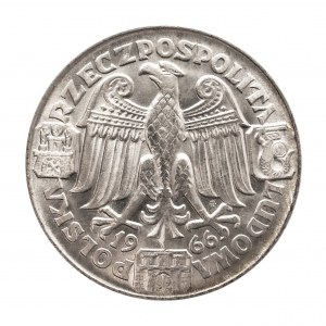 Polsko, Polská lidová republika (1944-1989), 100 zlatých 1966, Mieszko a Dąbrówka - hlavy, vzorek.