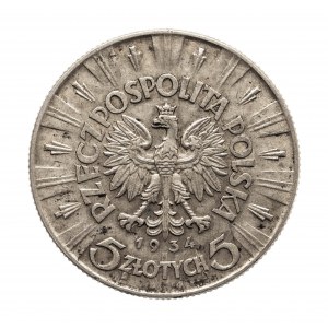 Polsko, Druhá republika (1918-1939), 5 zlotých 1934, Pilsudski, Varšava.