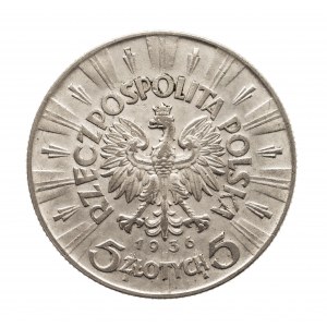 Polsko, Druhá republika (1918-1939), 5 zlotých 1936, Pilsudski, Varšava.