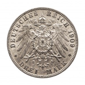 Niemcy, Cesarstwo Niemieckie (1871-1918), Hamburg, 3 marki 1909 J.