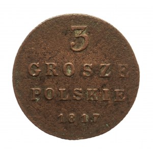 Królestwo Polskie, Aleksander I (1815-1825), 3 grosze polskie 1817 IB, Warszawa.
