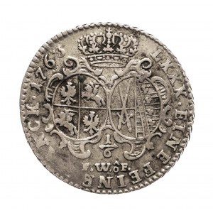 Polska, August III Sas (1733-1763), 1/6 talara 1763 FwôF, Drezno