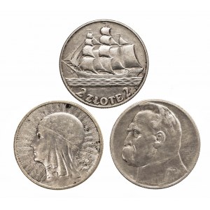 Poland, Second Republic (1918-1939), set of 3 2 zloty coins, Warsaw.