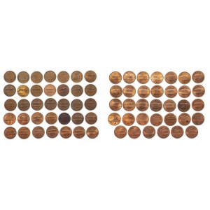 Spojené štáty americké (USA), sada mincí 1 cent 1951-2022 (69 kusov).