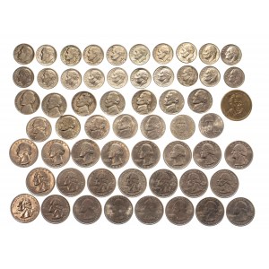 Stany Zjednoczone Ameryki (USA), zestaw monet obiegowych 1939-2018 (58 szt.)