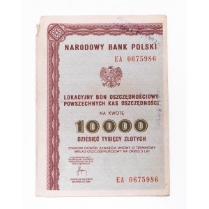 PRL, PKO, Lokacyjny Bon Oszczędnościowy na 10.000 złotych 1982.