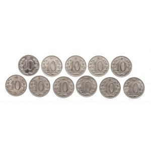 Czechosłowacja, zestaw monet obiegowych z lat 1961-1971