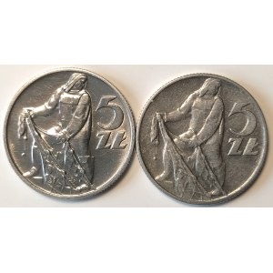 Poland, People's Republic of Poland (1944-1989), set: 5 gold 1959 and 1960, Fisherman