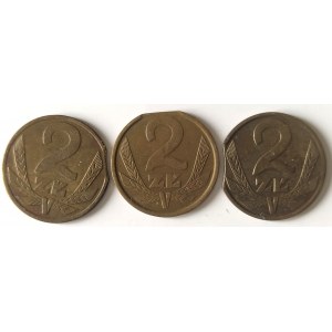Poland, People's Republic of Poland (1944-1989), 2 zloty 1980, 1984, 1988 - set of destructs