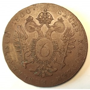 Austria, Franciszek II (1792 - 1806), 6 krajcarów 1800 C, Praga