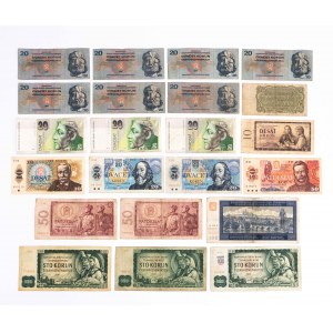 Czechosłowacja, Protektorat Czech i Moraw, Słowacja zestaw 22 banknotów.