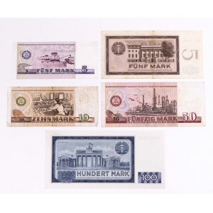 Niemcy NRD, zestaw 5 banknotów 1964, 1971, 1975 r.