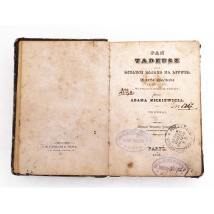 First edition of Pan Tadeusz, Paris 1834, Volume One.