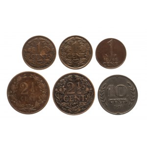 Netherlands, set of circulating coins 1885-1948 (6 pieces).