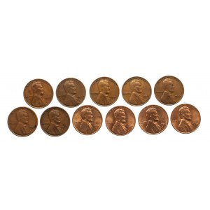 Stany Zjednoczone Ameryki (USA), zestaw monet 1 cent 1935-1962 (11 szt.)