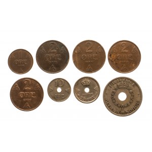 Norwegia, zestaw monet obiegowych 1913-1950 (8 szt.)