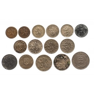 Československo, sada oběžných mincí 1921-1943 (15 ks)