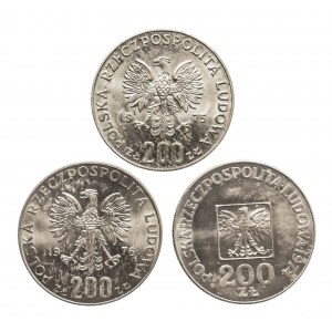 Polska, PRL (1944-1989), 200 zł - zestaw 3 sztuk, komplet.