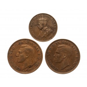 Austrálie, sada oběžných mincí 1936-1948 (3 ks).