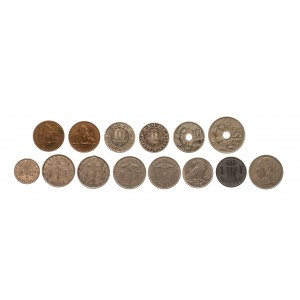 Belgie, sada oběžných mincí 1846-1941 (14 ks)
