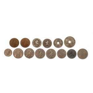 Belgia, zestaw monet obiegowych 1846-1941 (14 szt.)