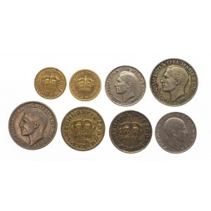 Jugoslávie, sada oběžných mincí 1925-1938 (8 ks).