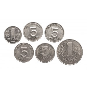 Niemcy, NRD, zestaw monet obiegowych (6 szt.)