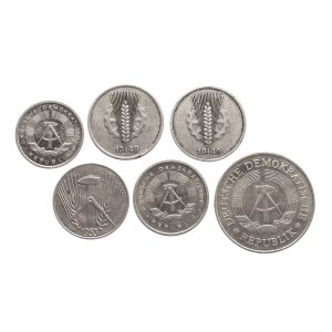 Niemcy, NRD, zestaw monet obiegowych (6 szt.)