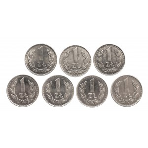 Poland, People's Republic of Poland (1944-1989), set of 7 x 1 gold.
