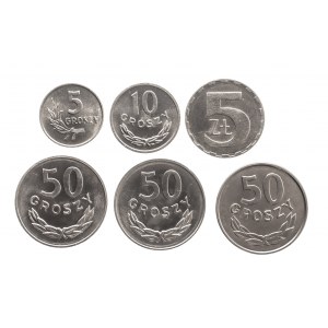 Polska, PRL (1944-1989), zestaw 6 monet.