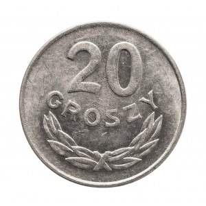 Polsko, PRL (1944-1989), 20 groszy 1957 b.zn.m. - úzké datum, Varšava - DESTRUKT.