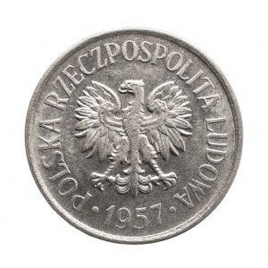 Polsko, PRL (1944-1989), 20 groszy 1957 b.zn.m. - úzké datum, Varšava - DESTRUKT.